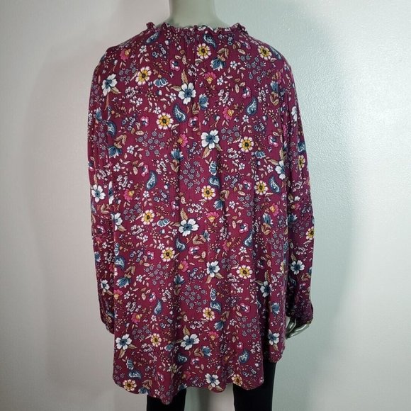 Lane Bryant Peasant Top Plus Size 22/24 High Low Floral V-Neck Rayon Purple - Picture 4 of 6